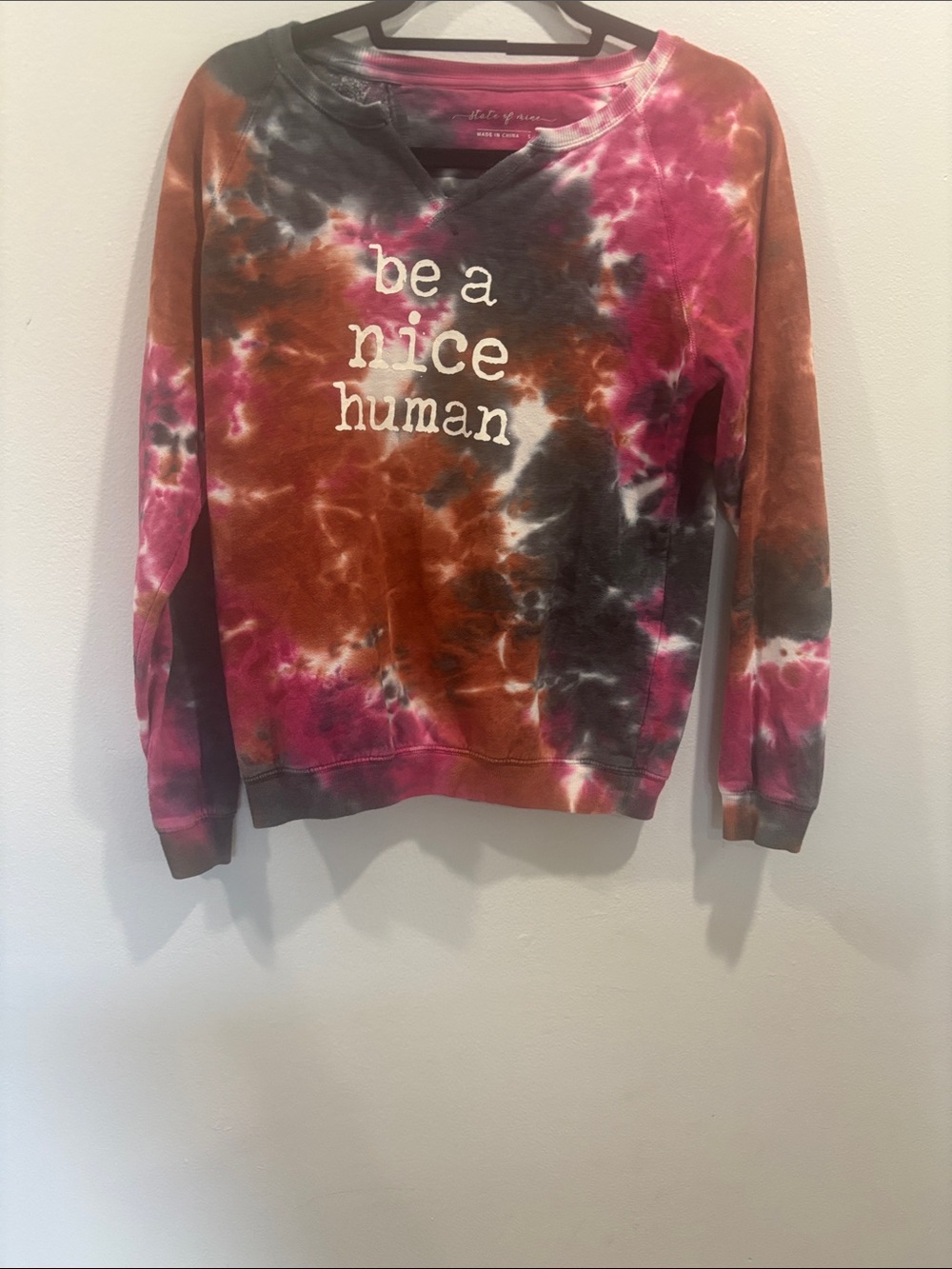 State of Mind Tie-Dye Crewneck Sweatshirt - Pink, Brown, Gray
